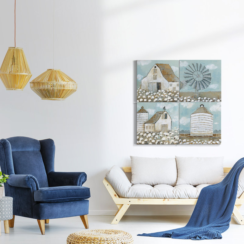 Renditions Gallery - Ensemble de 4 reproductions d'art sur toile encadrées, H 16 po x l 16 po x P 4,5 po