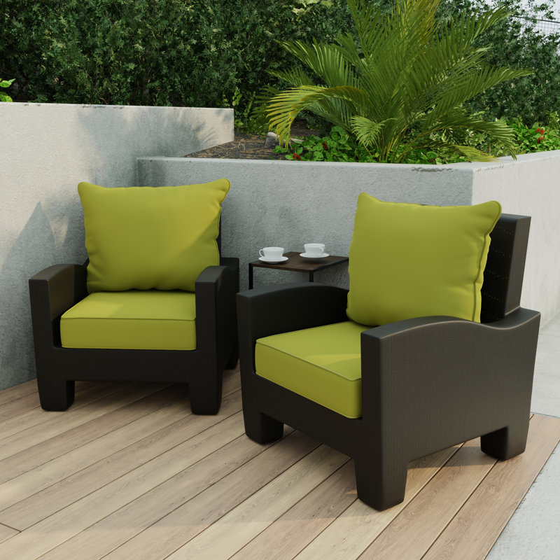24" x 46.5" Bryann Outdoor Deep Seat Chair Cushion Set with Welt, Kiwi Green