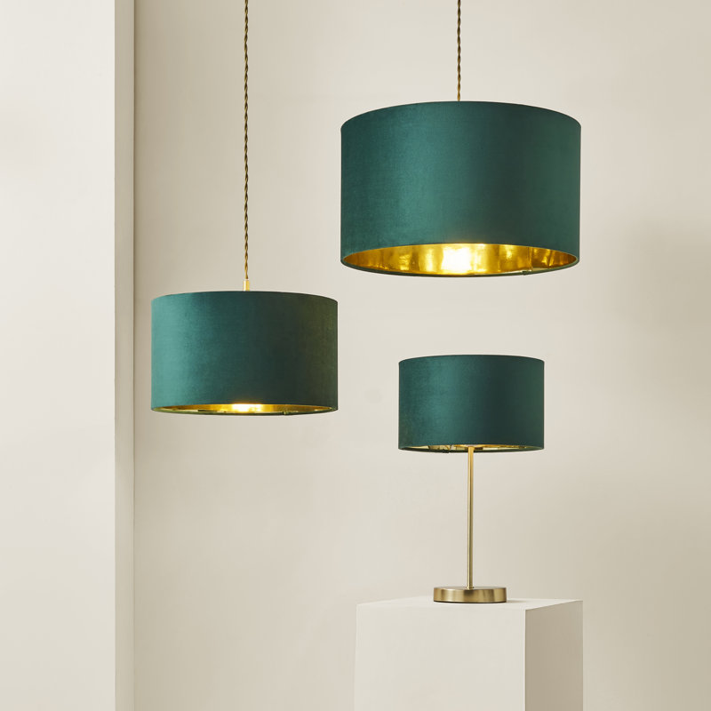 Ajua Linen Blend Drum Lamp Shade ( Slip-On ) in Green, 25" H x 45" W x 45" D