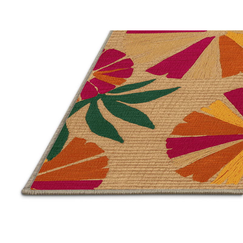  Tapis lavable à motif géométrique de fleurs hawaïennes, Carré 6 pi