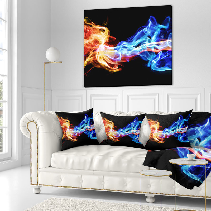Red and Blue Smoke Abstract - Coussin décoratif imprimé abstrait