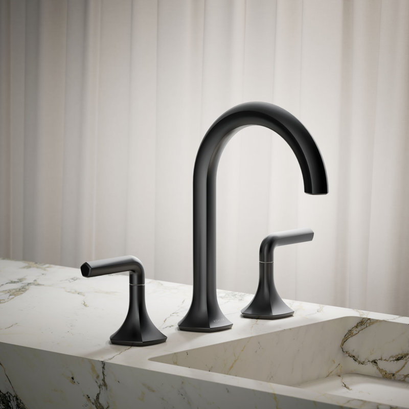 Occasion Sink with Cane Design Single Hole Bathroom Faucet with Drain Assembly, Matte Black