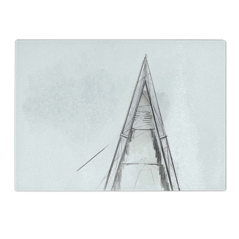 Tempered Glass Architecture Sketch Vol.3 Chopping Board, 28.5 cm W x 20 cm L