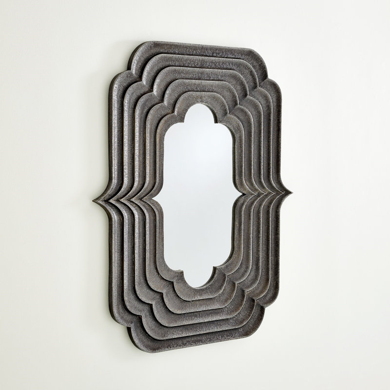 Sequential Scalloped Metal Beveled Wall Mirror, 59.5" x 45"