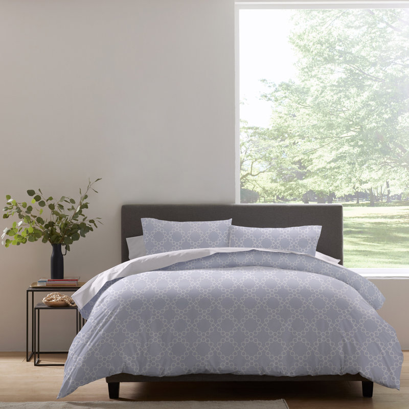 Clean Design Home Palais Duvet Set, Queen Duvet Cover + 2 Standard Shams, Soft Blue
