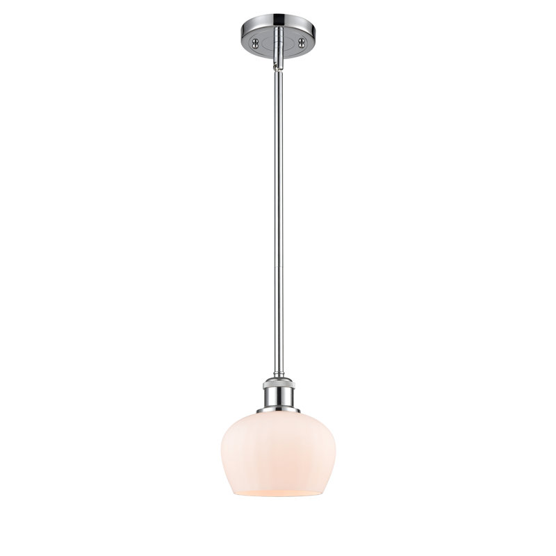 Luminaire suspendu en forme de cloche à 1 lumière Patrina, Chrome poli, Ampoule DEL 6 watts Vinage, Blanc mat