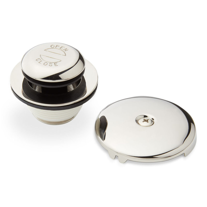Alcove Tub Pop-Up Drain & Overflow Cover - Polished Nickel, Polished Nickel