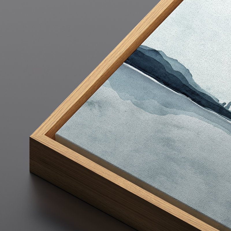 Abstrait bleu marine, montagne, lac, paysage, horizontal, panoramique, nature, salon, décoration, H 20 po x l 60 po, Naturel