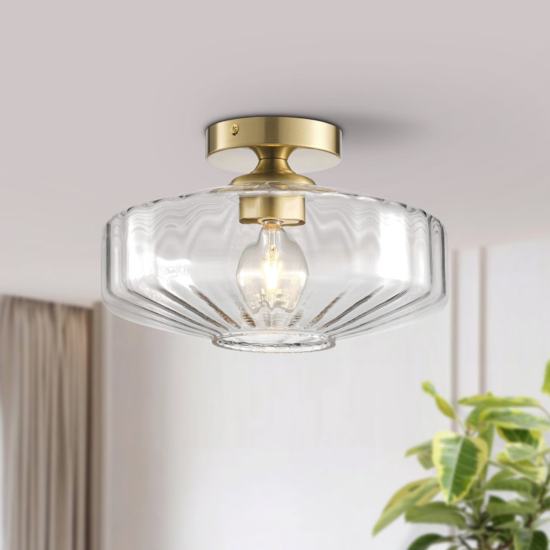 Plafonnier encastré en verre 1 lumière Virgie, Clair