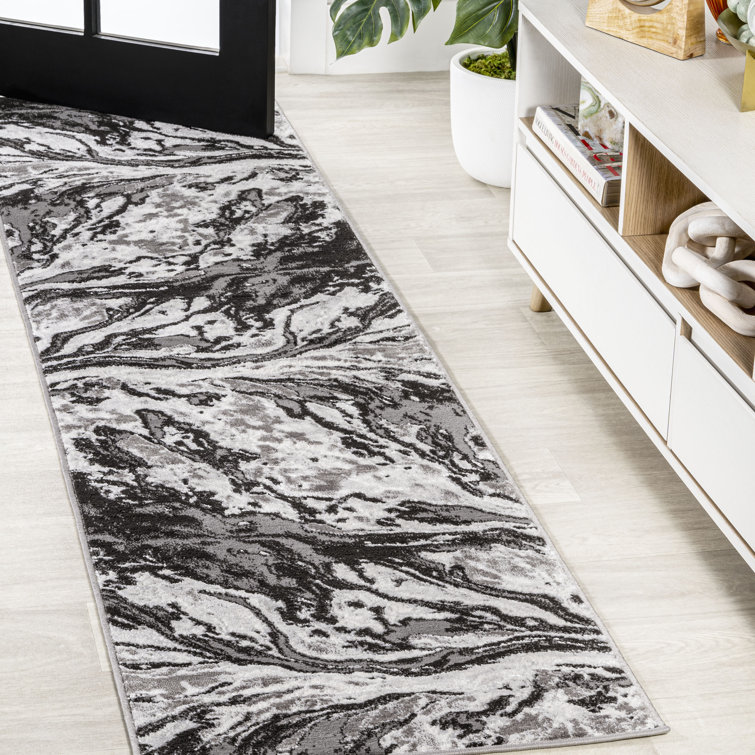 Horfield Marbled Abstract Black/Ivory Rug