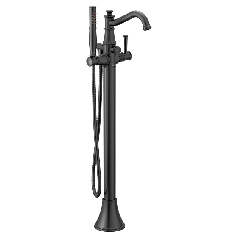 Belfield Single Handle Floor Mounted Freestanding Tub Filler with Handshower, Matte Black