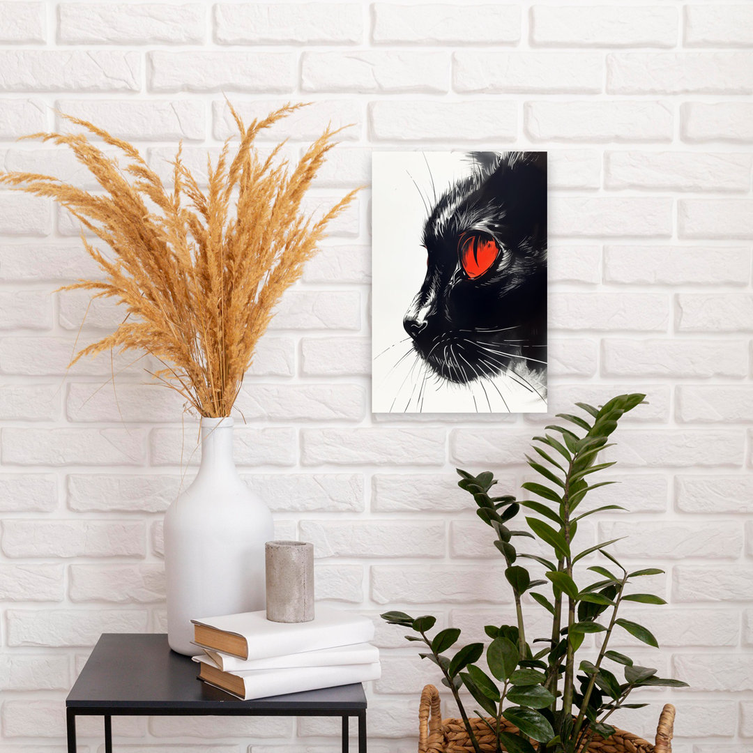 Intense Black Cat Gaze Contemporary Cat Wall Art Print