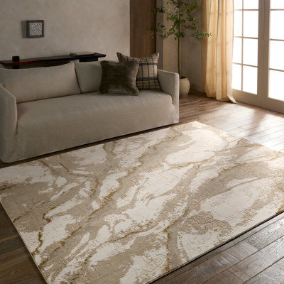 Tapis brun clair / taupe tissé à la machine Orren Ellis Natura