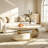Pre-Assembly  51.2" Modern Cream Style Oval Luxury Coffee Table with Storage Drawer,Marble Top with Gold C-Shape Base Glam Coffee Table for Living Room