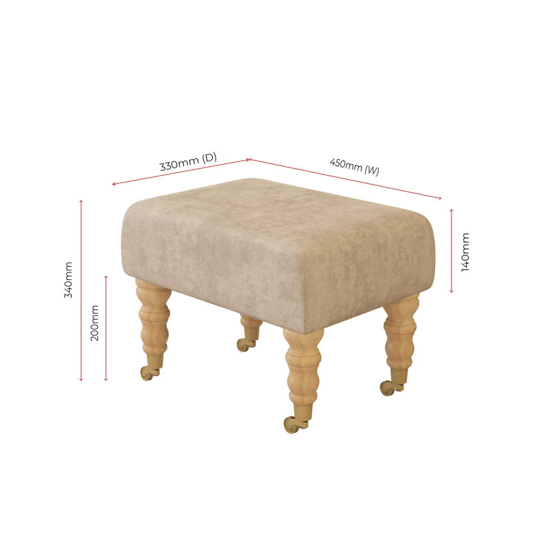 Autryville Wood Caster Leg - Fabric, Bone Cream, Velvet, Natural