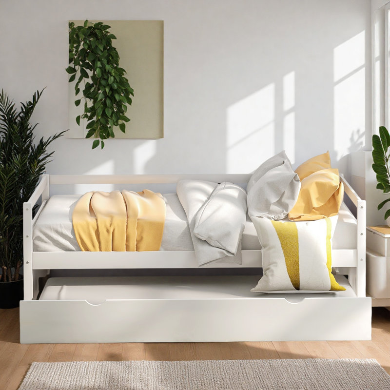 Lit de jour simple avec couchette, Blanc