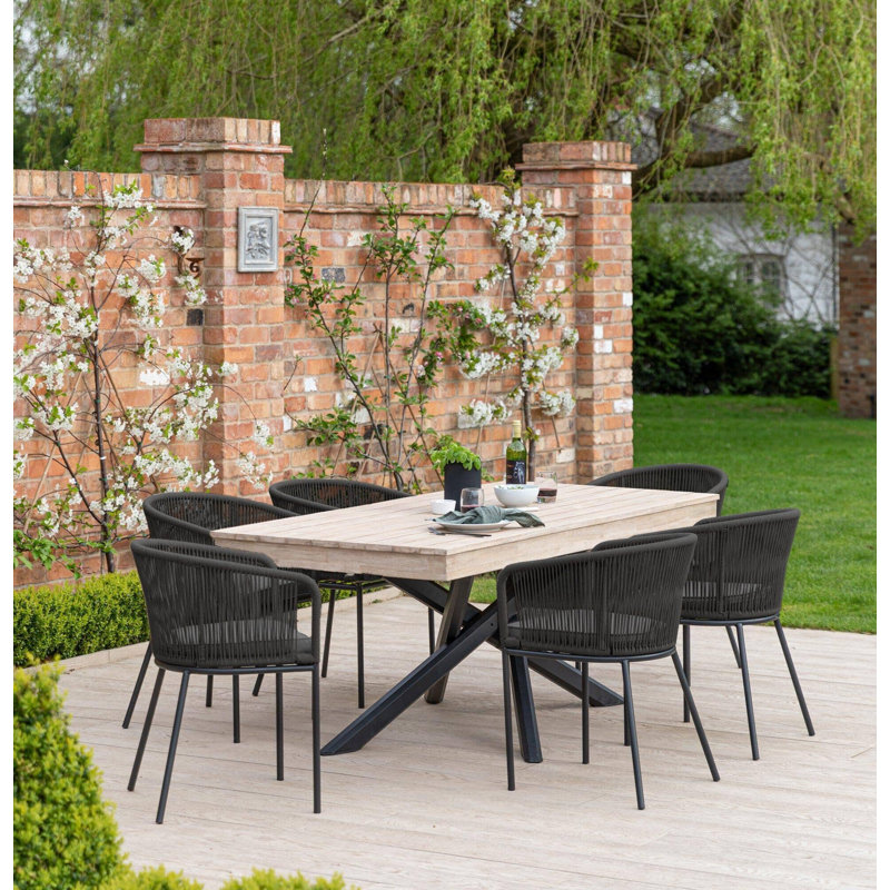 Fabiano Patio Dining Armchair with Cushion, Black
