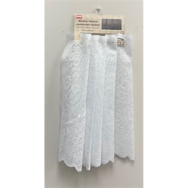 Cantonnière en dentelle (60 po x 18 po) - Blanc