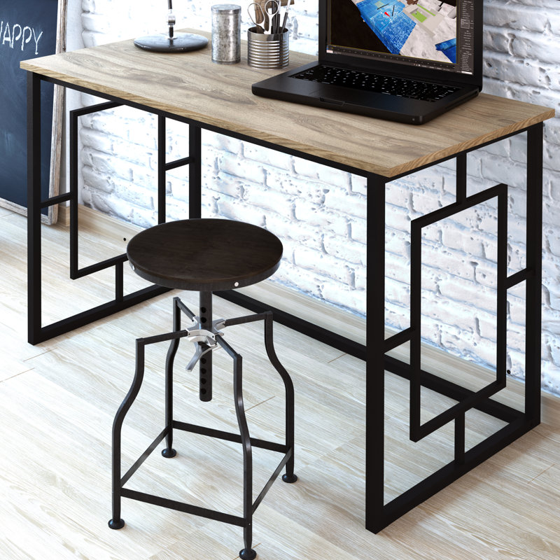 Metal Base Desk Shell, Oud Oak, Black