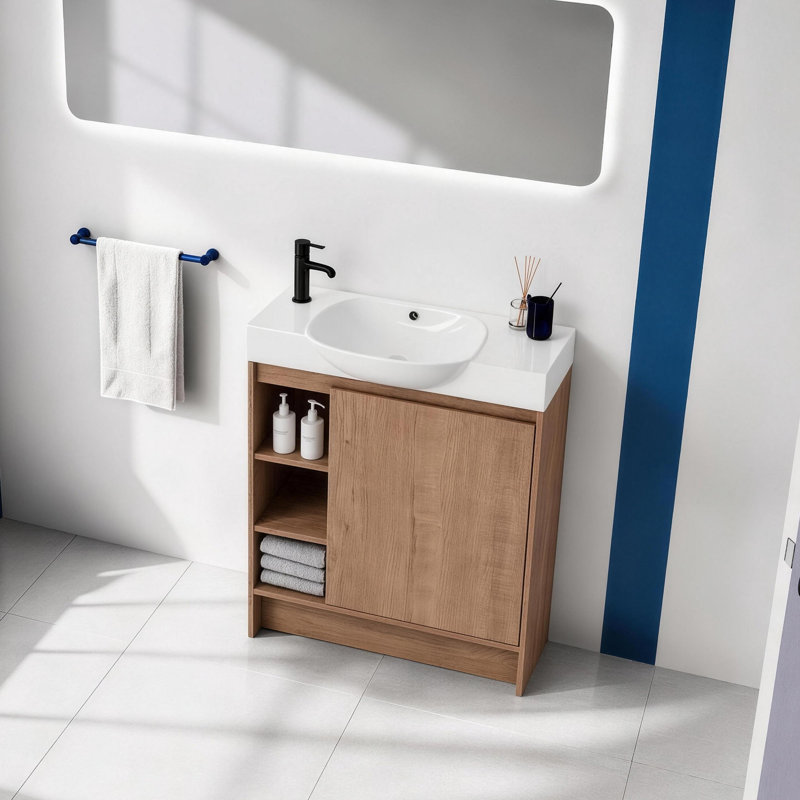 Meuble-lavabo autoportant 30 po Slimbay, Brun