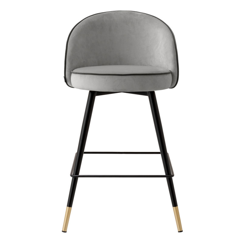 Cooper Swivel Upholstered Stool with Metal Frame, Roche Light Gray, Counter Stool (26.38" Seat Height)