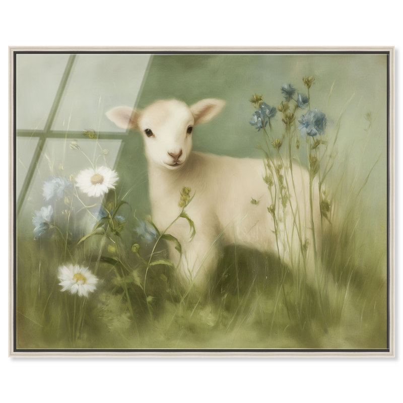 «Cornflower Lamb II», reproduction d'art acrylique encadrée par Art Remedy, cadre argenté, 20 x 16, H 21 po x l 17 po