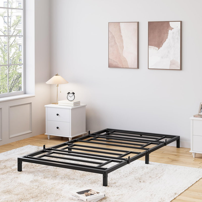 Structure de lit en métal Structure de lit plateforme simple sans sommier, structure robuste et robuste, 8inch Twin