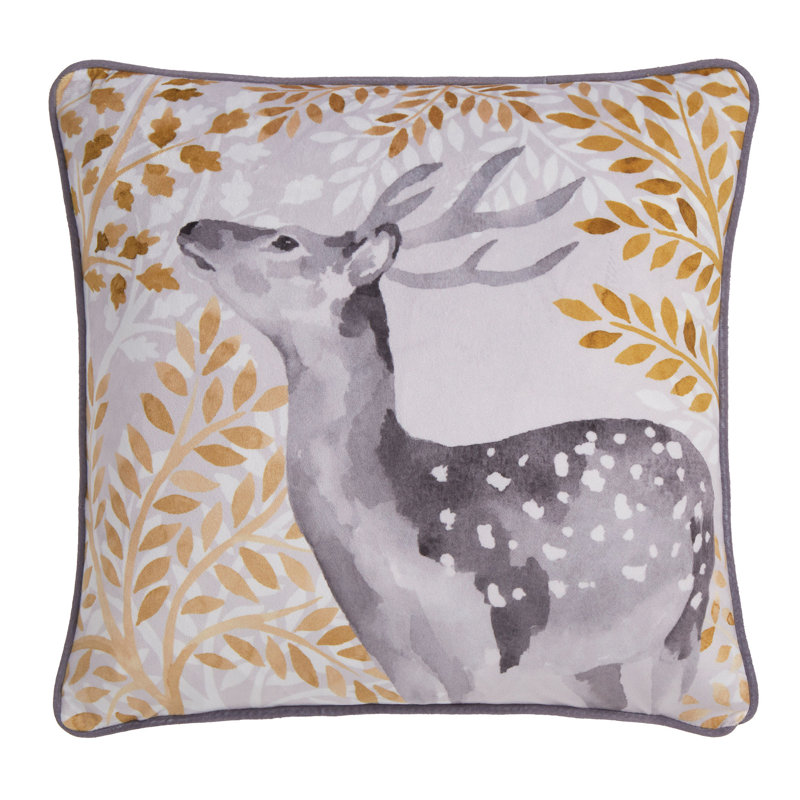 Forest Animals Animal Print Square Throw Cushion Cover, Grey