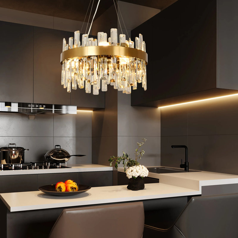 Bartolome Crystal Chandelier, Gold, 24cm H x 40cm W x 40cm D, 8 Lights