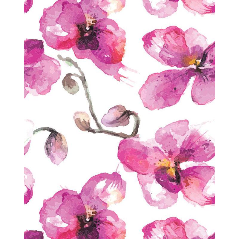 Murale orchidée florale et botanique, L 120 po x L 180 po