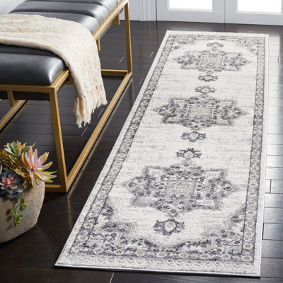 Tapis oriental ivoire et gris