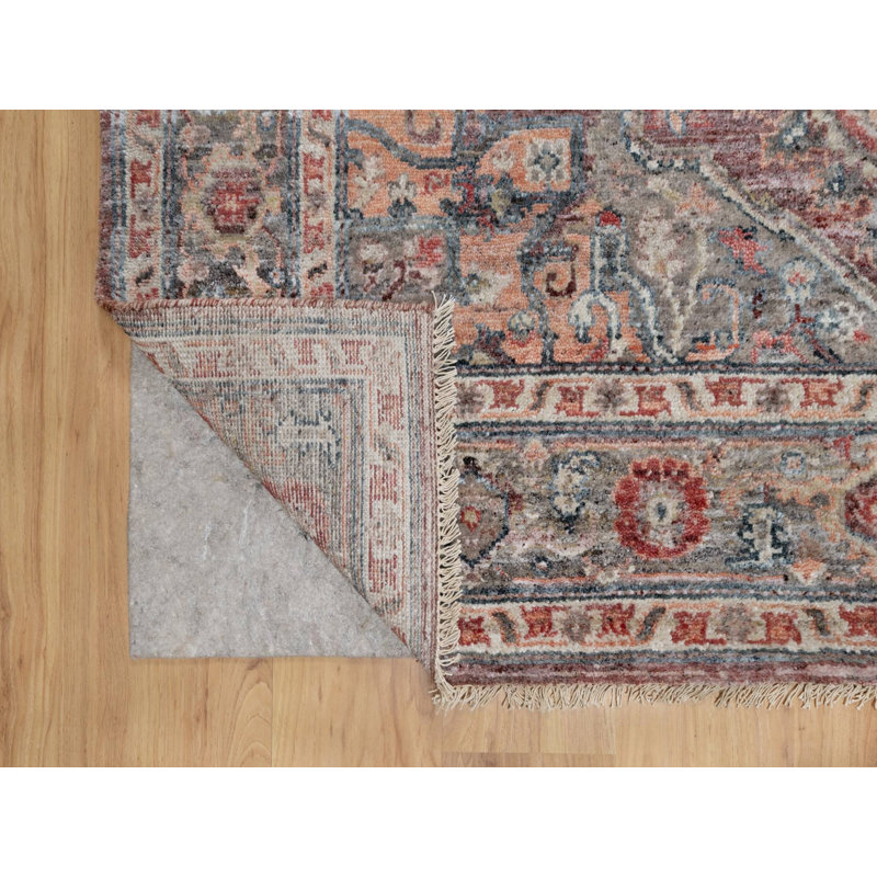 Tapis oriental rouge en laine noué à la main 5 pi 10 po x 9 pi 0 po - MOA10290804