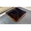 Table basse Duru, table de centre en bois, plateau en verre trempé, placage de noyer