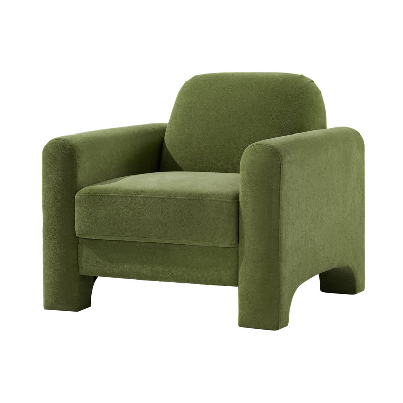 Gabriel Modern 91CM Wide Curved Chenille Armchair, Olive