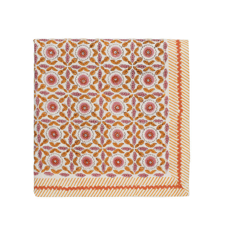 Majorelle Tablecloth, White/Pink/Orange