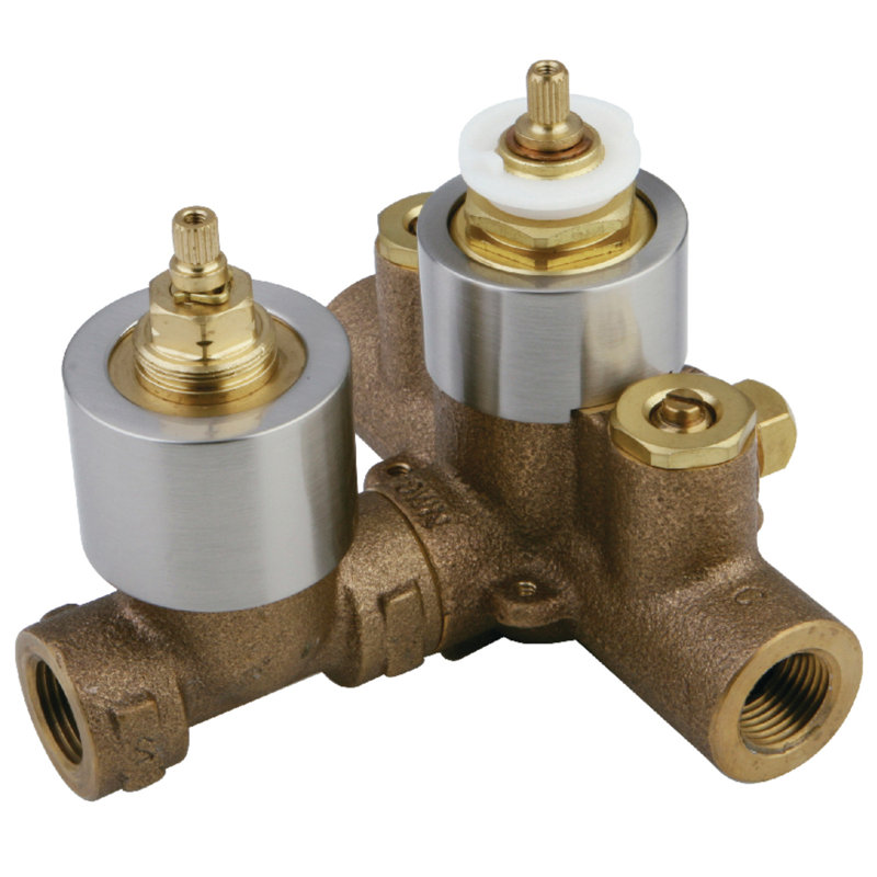 Kingston Brass Pressure Balanced Thermostatic Tub and Shower Valve with Volume Control, with Stops, Brushed Nickel