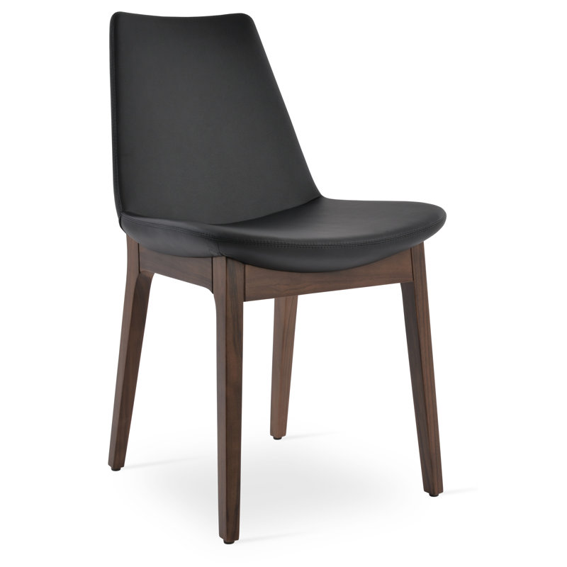 Chaise en bois de noyer américain Eiffel Eiffel, Similicuir noir