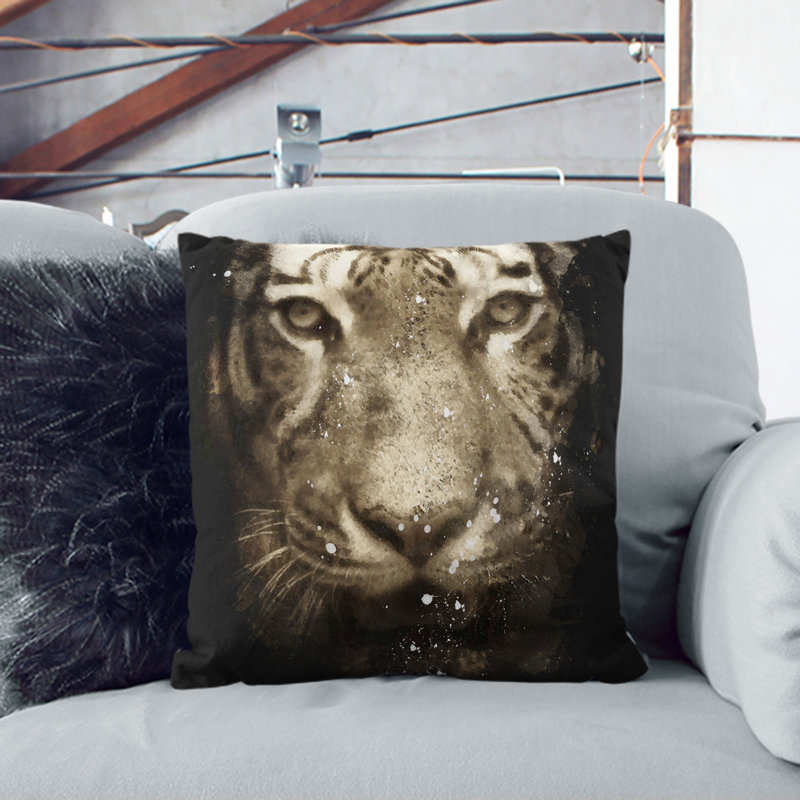 Tiger Vol.5 Scatter Cushion, 55cm H x 55cm W x 20cm D, Black