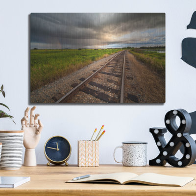 «Train Track Sunset 1» par Joe Reimer, art mural en métal