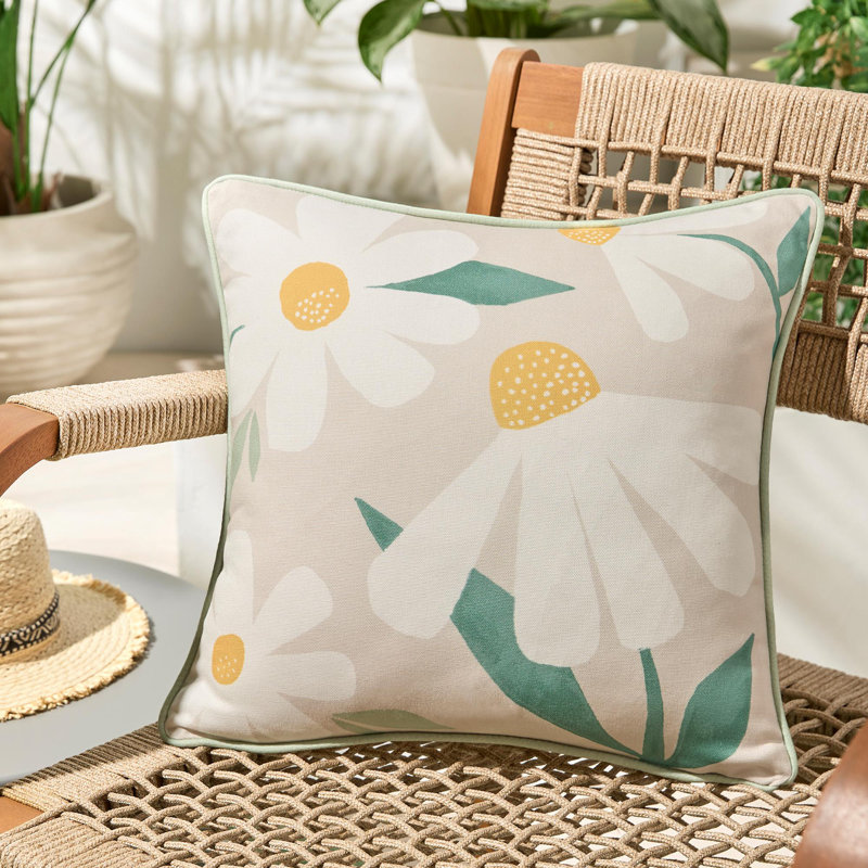 Daisy Floral Natural Square Cushion
