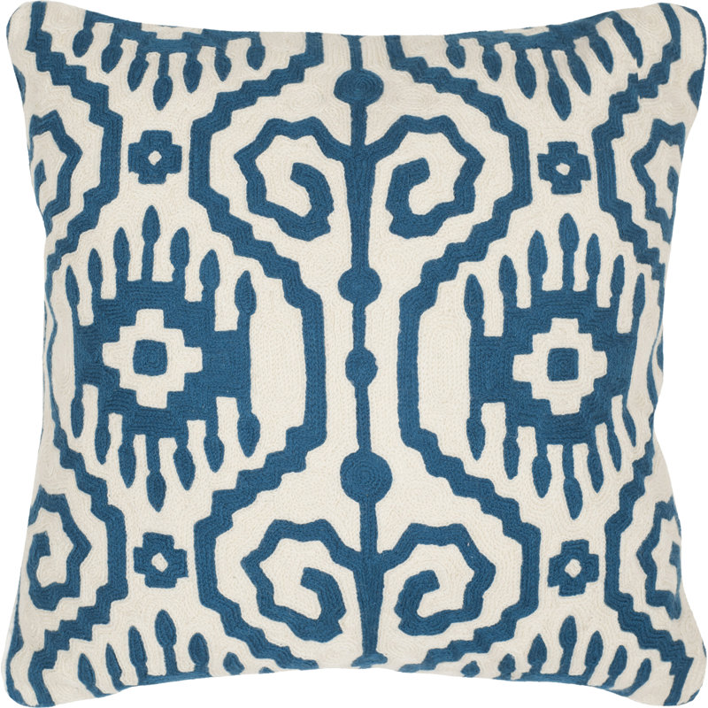 Embroidered Feather Throw Pillow
