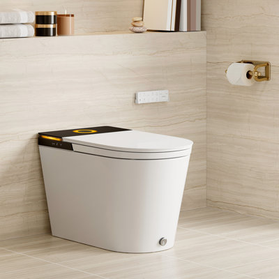 Elongated Smart Bidet Toilet with Auto Open/Flush, Foam Shield, UVC Sterilization, Heated Seat, Instant Warm Water, Dual Flush 1.0/1.28 GPF