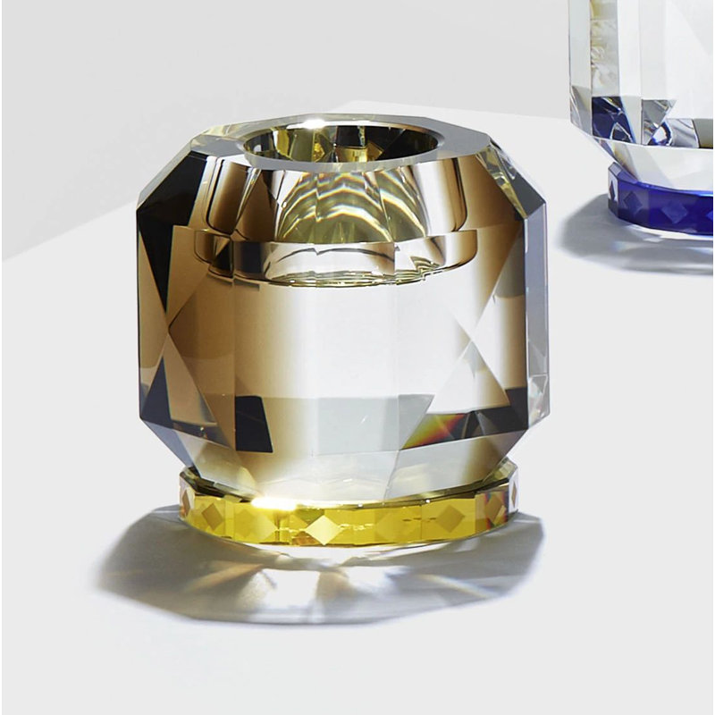 Ophelia Tealight Candle Holder, Clear/Brown/Yellow
