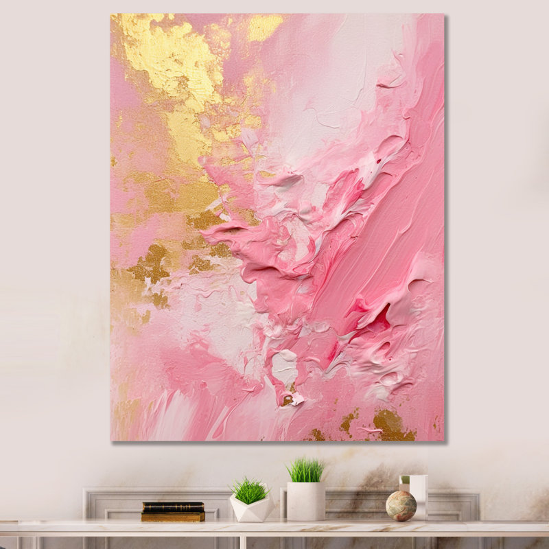 Rose et or «Energies nouvelles III», reproduction sur toile, H 32 po x l 16 po x P 1 po, Toile tendue