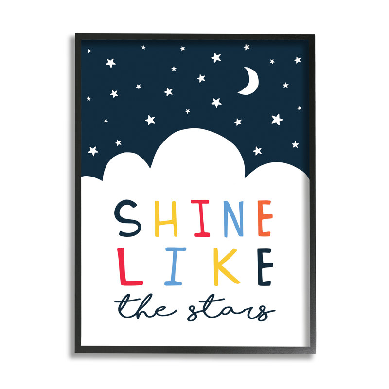 Shine Like The Stars - Art textuel, H 14 po x l 11 po, Giclée encadrée noir minuit