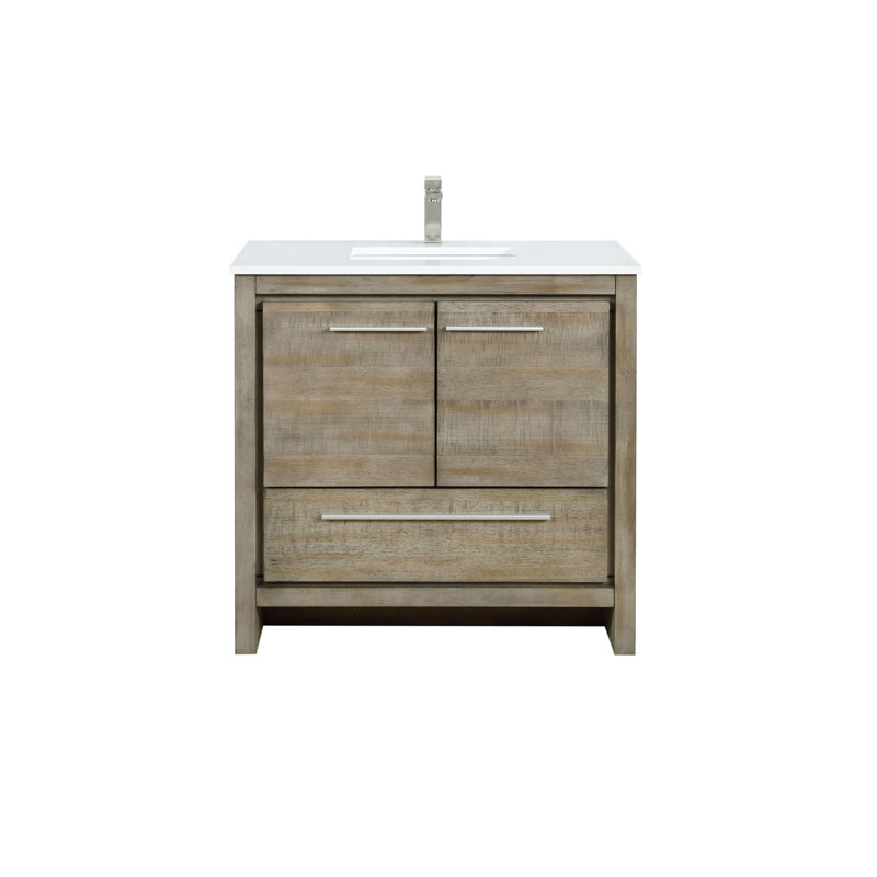 Lafarre 36" W x 20" D Single Bath Vanity Top & Faucet Set, Rustic Acacia, White Quartz