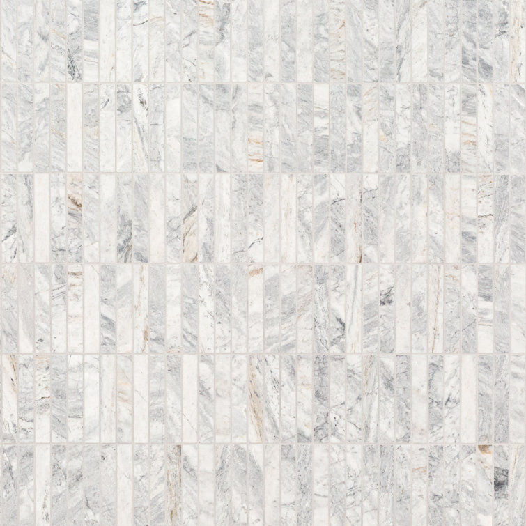 Capri Blue Stack Pattern 12" X 12" Honed Marble Mosaic Tile