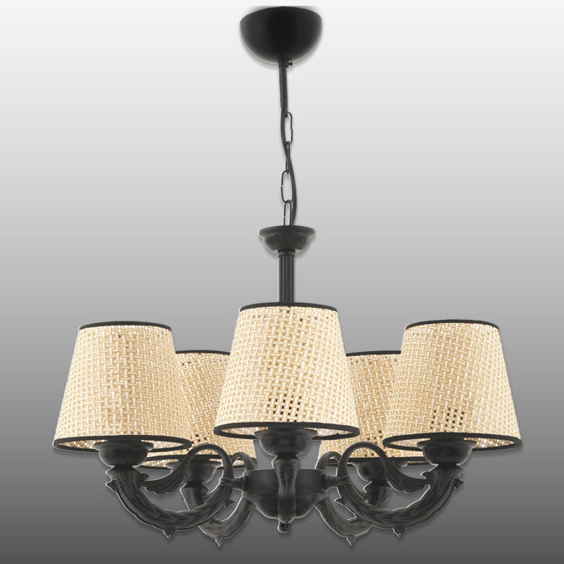 Lustre classique 5 lumières, Noir/crème, Noir