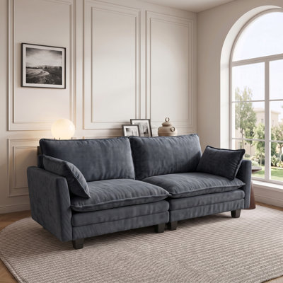 Compact Loveseat Sofa with Dual USB Charging Ports & Side Pockets for Small Spaces, Bedroom, Office, Apartment