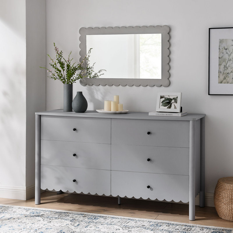 Commode 6 tiroirs Emmeline, Gris clair